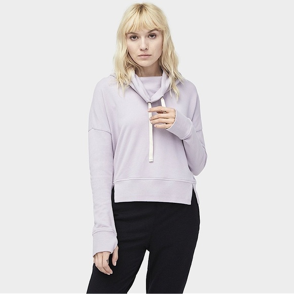 UGG Soft French Terry Miya Funnel Neck Slouchy Hoodie Sweatshirt In Lavender Fog - Picture 1 of 11